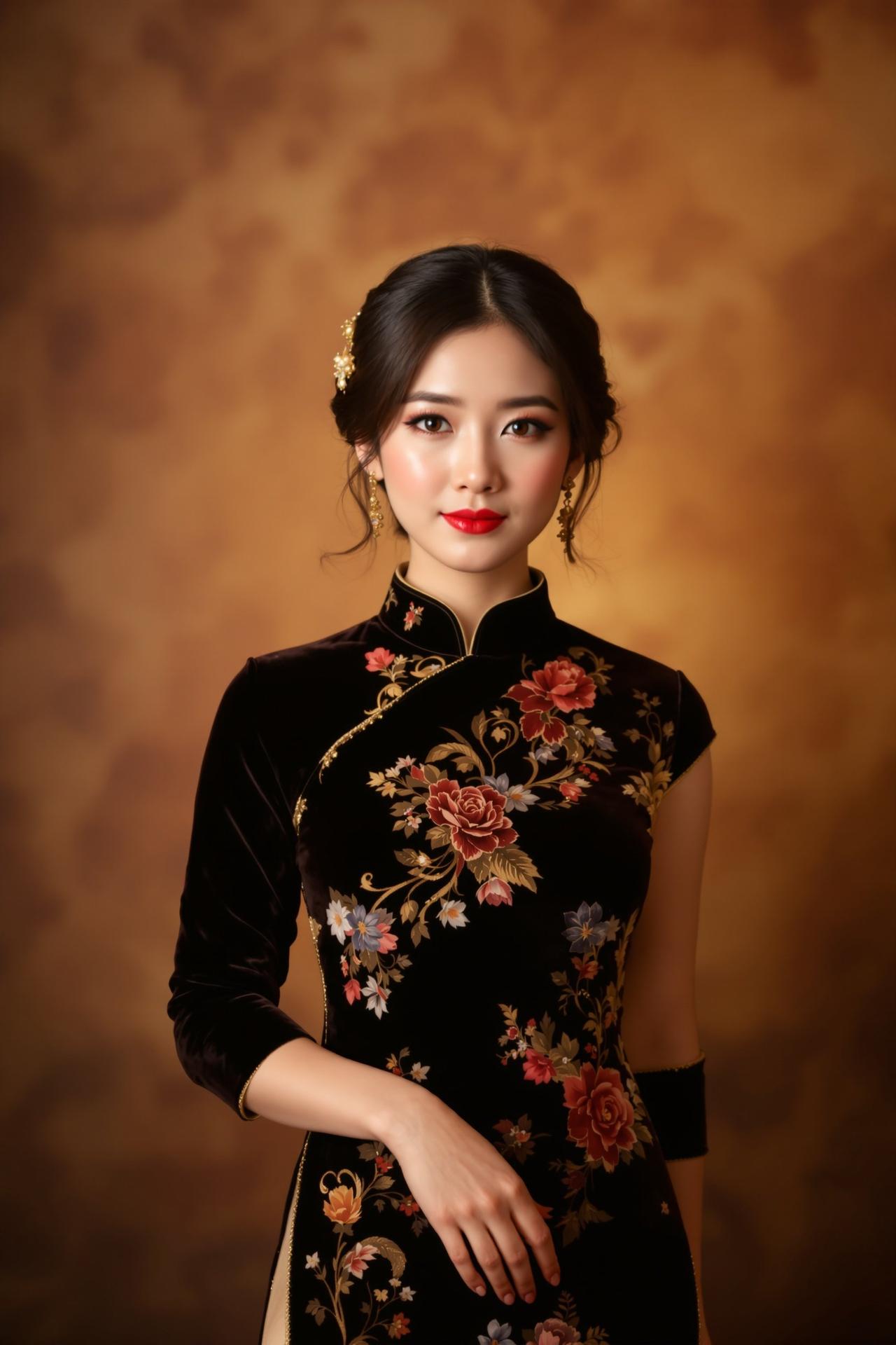 二次元色图 - 丝绒旗袍·复古风情 - 旗袍美腿 - 高质量摄影作品