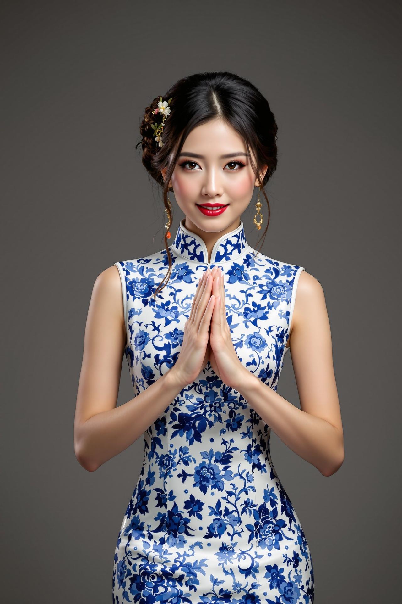 二次元色图 - 青花瓷旗袍·东方韵味 - 旗袍美腿 - 高质量摄影作品